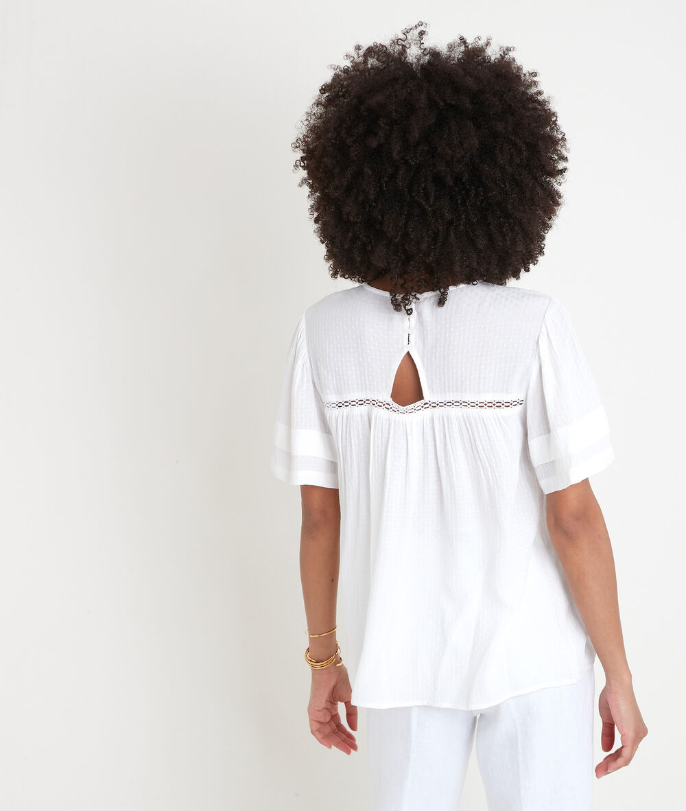 Blouse ample avec dentelle écrue abi ecru.