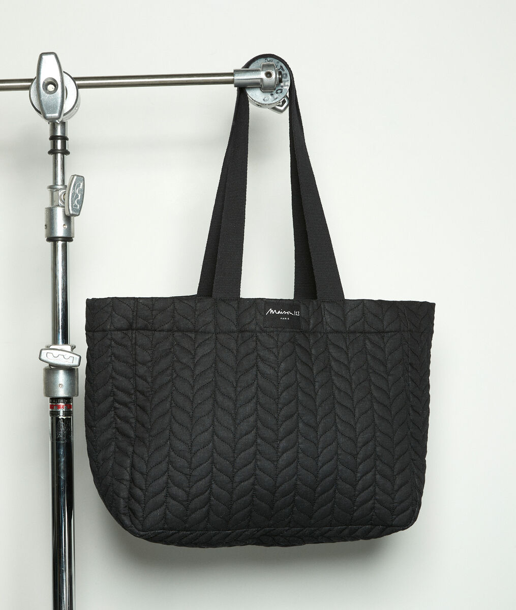 Cabas en coton matelassé anthracite David | 1-2-3 Cabas en coton matelassé anthracite David PhotoZ | 1-2-3