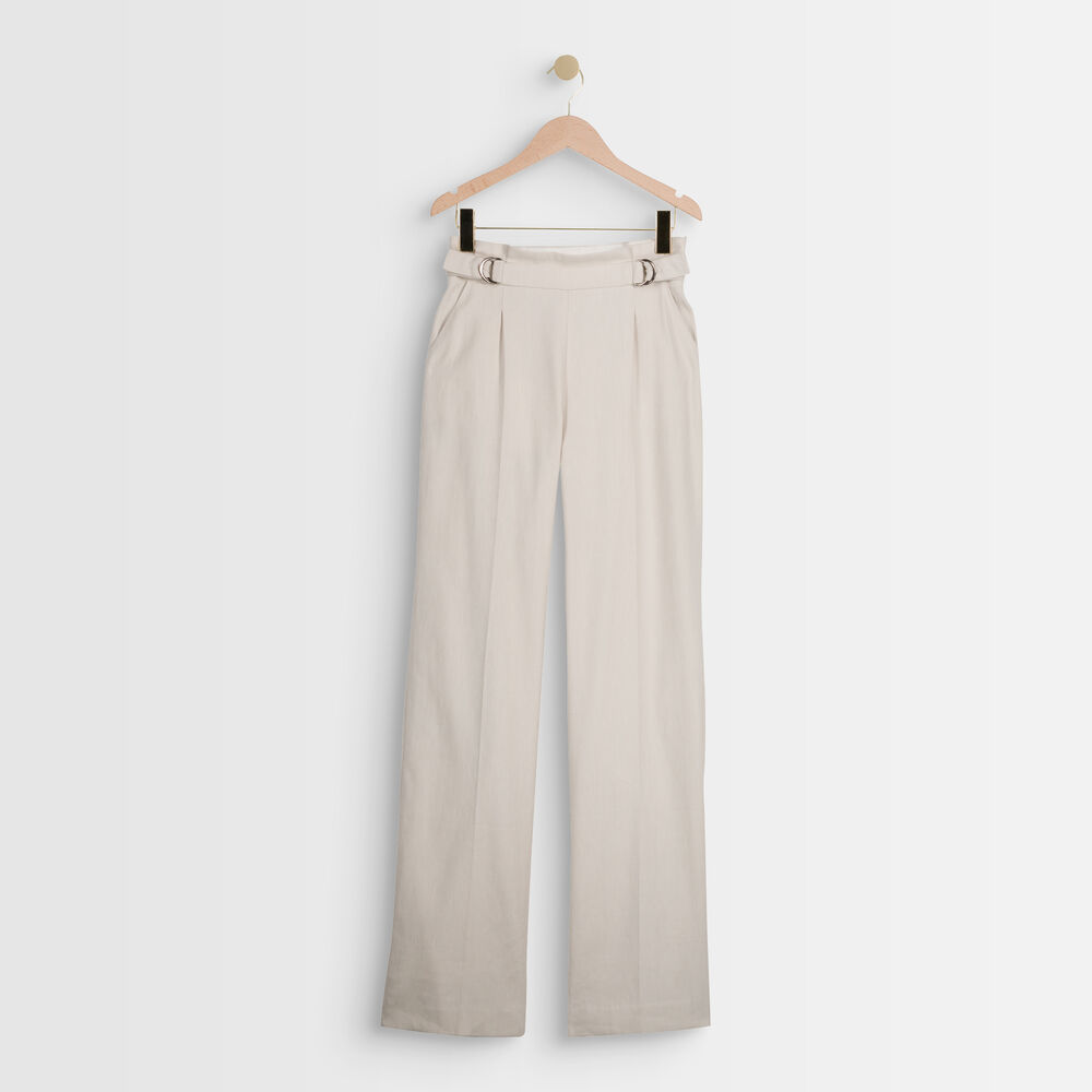 Pantalon large en lin mélangé écru filipo ecru.