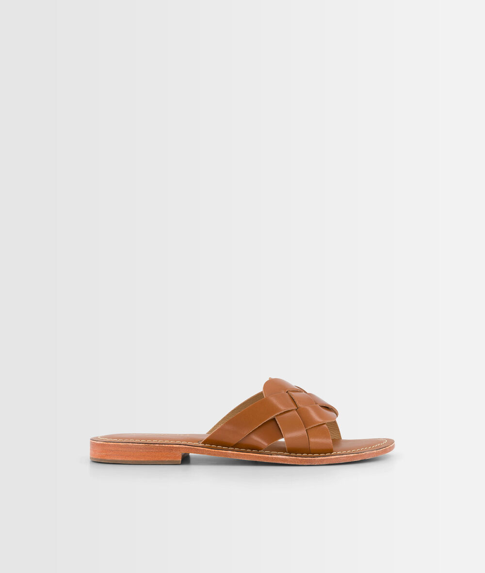 Mules en cuir gemy camel.