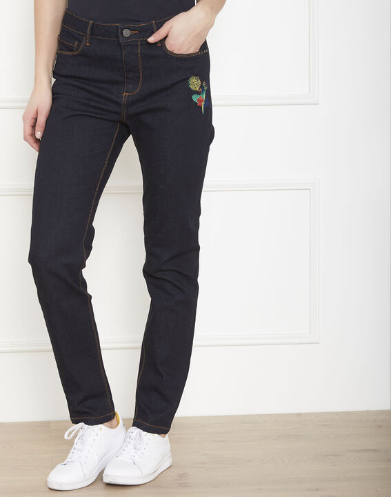 Dunkle Jeans mit Papageienstickerei Vendome | 1-2-3 Dunkle Jeans mit Papageienstickerei Vendome PhotoZ | 1-2-3