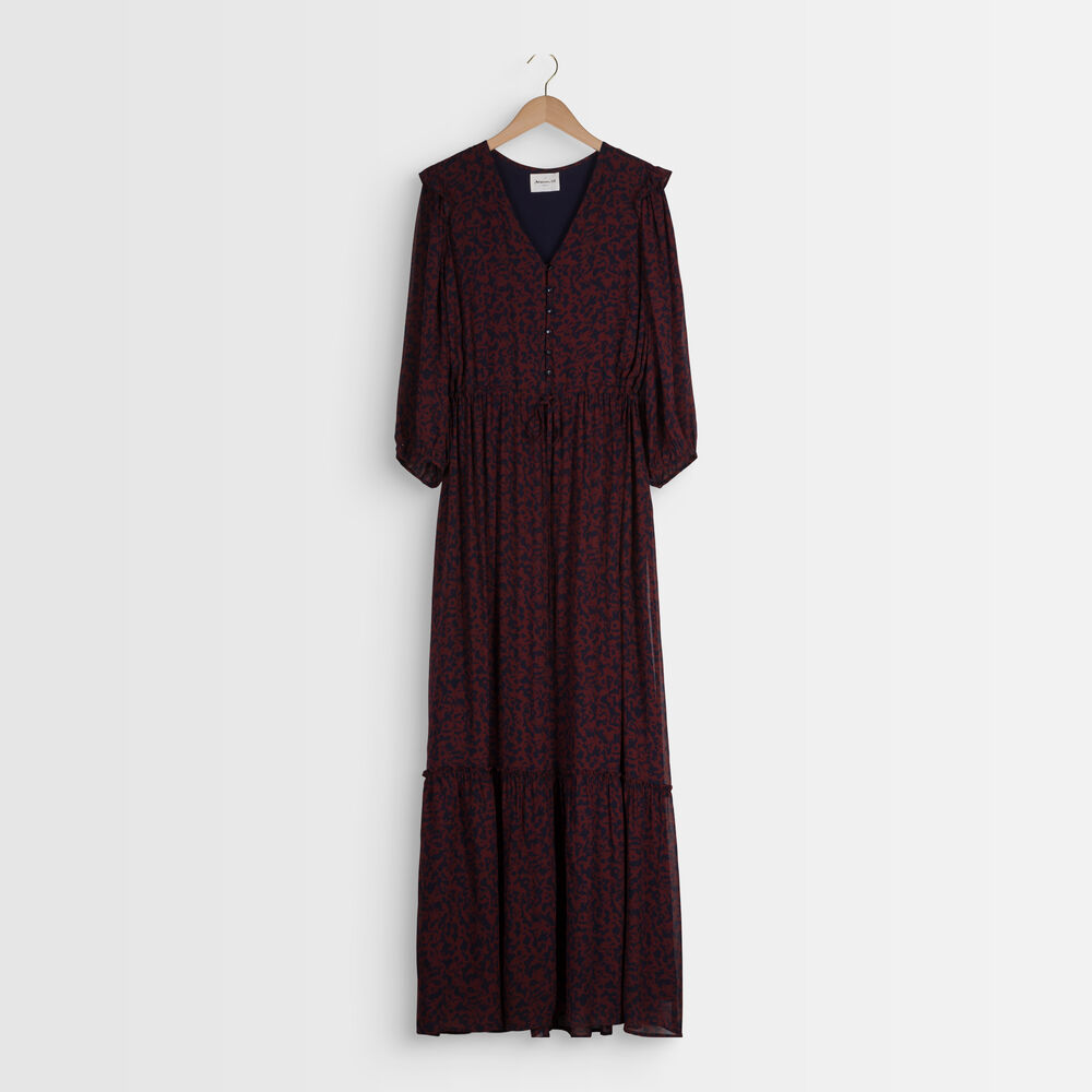 Robe longue imprimé fleuri claire rose.