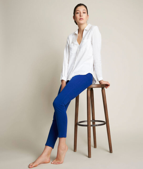 L'Iconique : slim satin de coton bleu roi Sultan | 1-2-3 L'Iconique : slim satin de coton bleu roi Sultan PhotoZ | 1-2-3