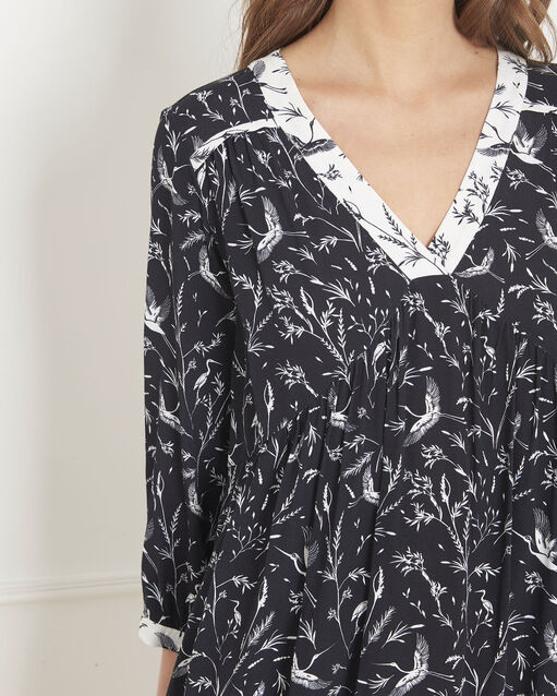 Robe noire imprimé fleuri loelie noir.