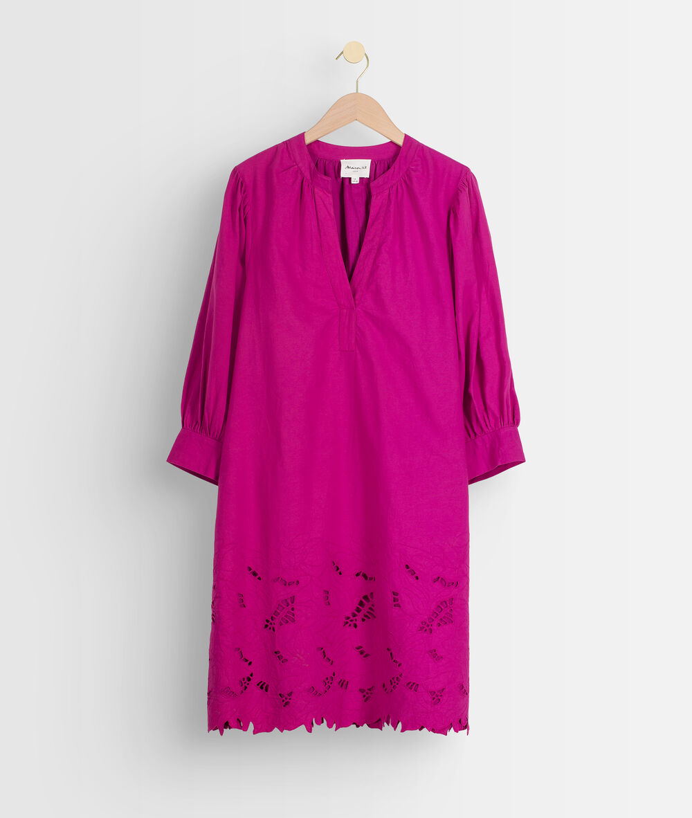 Robe courte en coton brodé fuschia sidonie fuchsia.