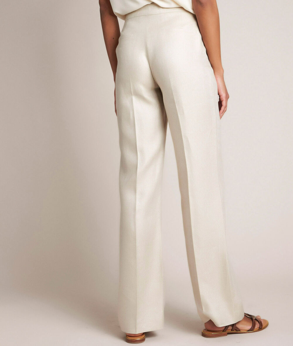 Pantalon en lin brillant iana creme.