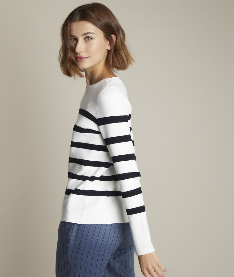 Pull rayé dinard blanc.