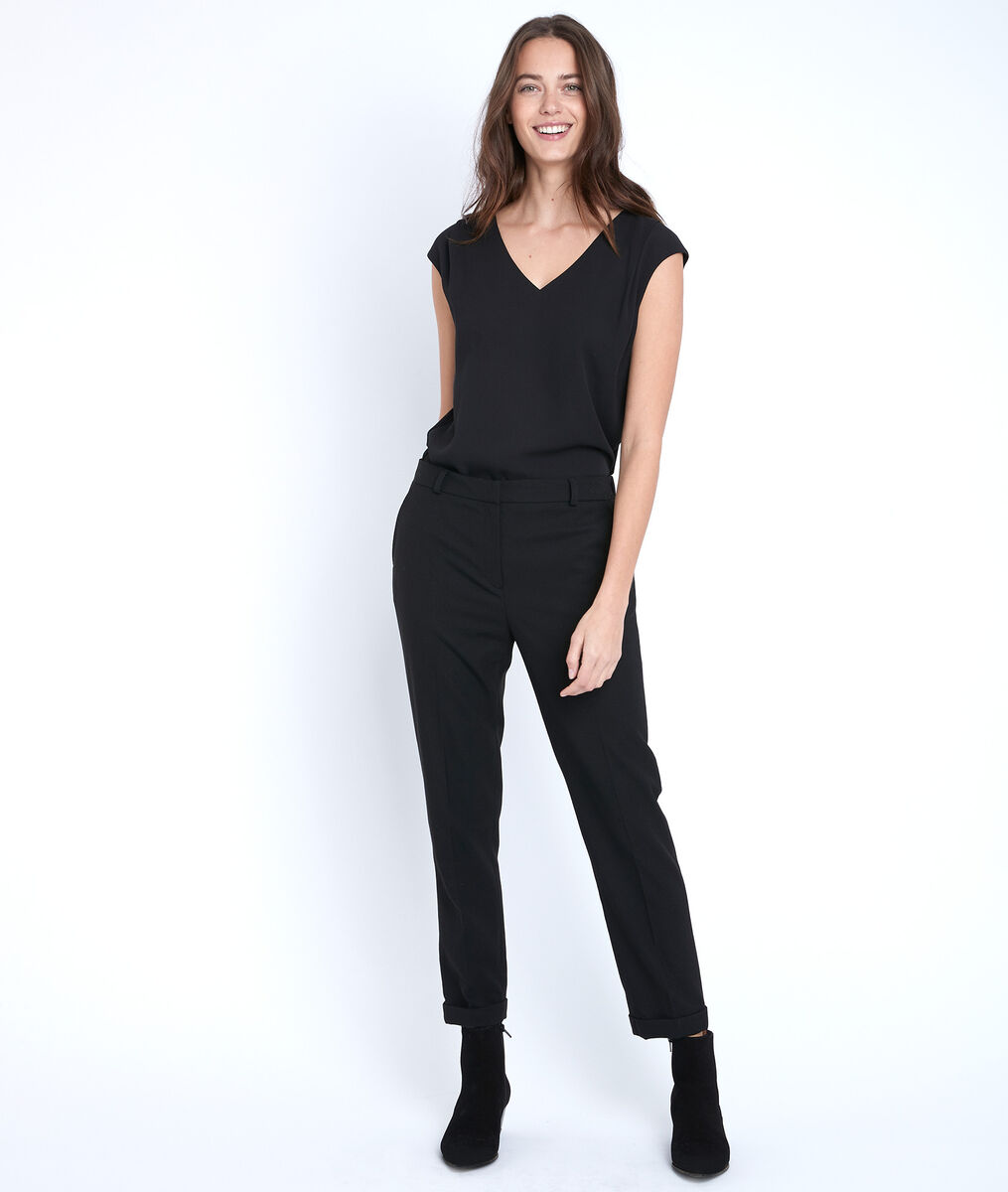Blouse bimatière noire Neptune | 1-2-3 Blouse bimatière noire Neptune PhotoZ | 1-2-3