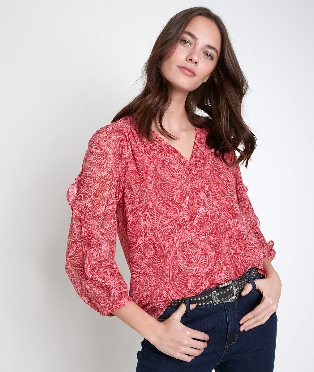 Blouse rose imprimé fleuri Teneris | 1-2-3 Blouse rose imprimé fleuri Teneris PhotoZ | 1-2-3