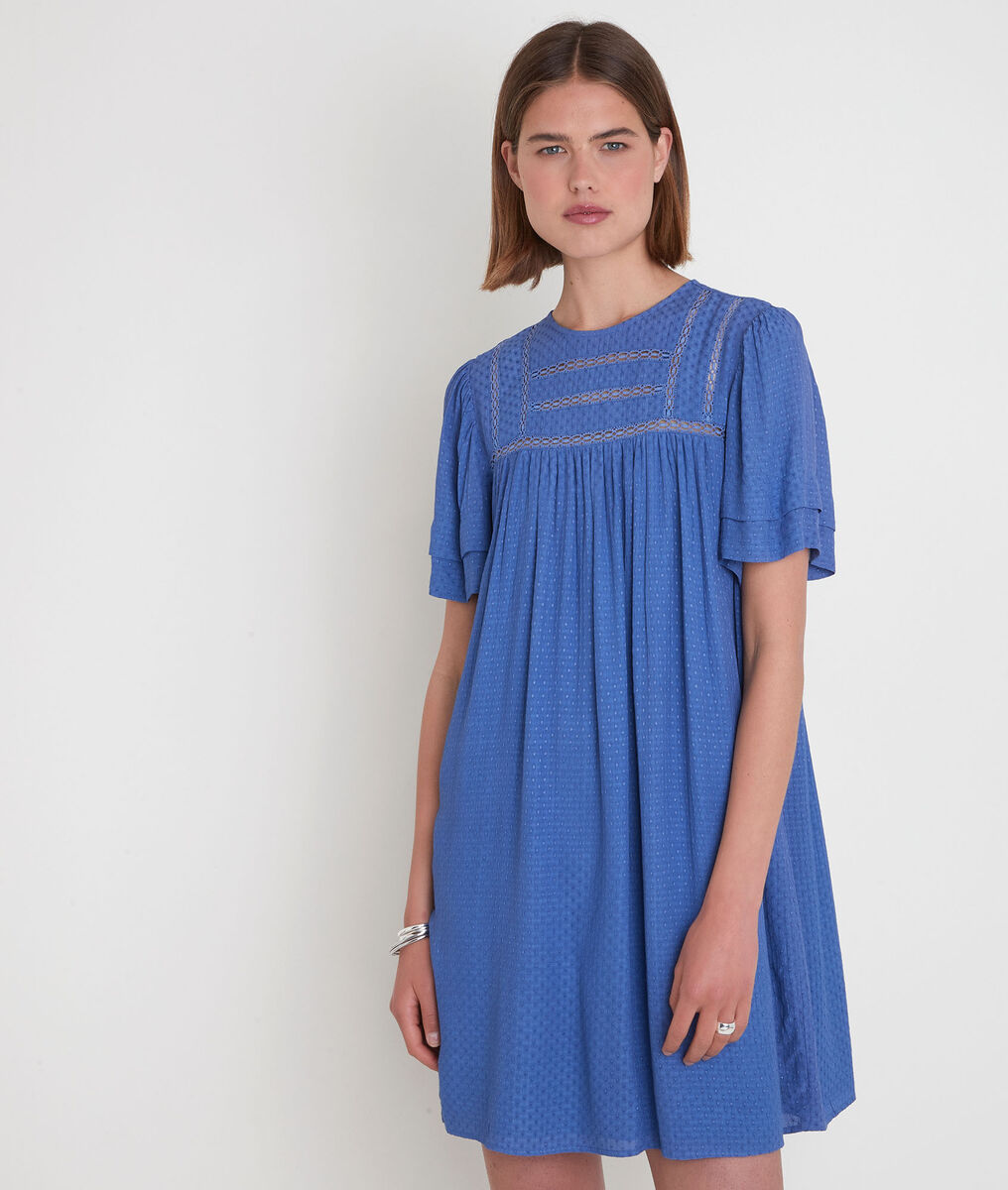 Robe ample avec dentelle bleue Sarah | 1-2-3 Robe ample avec dentelle bleue Sarah PhotoZ | 1-2-3