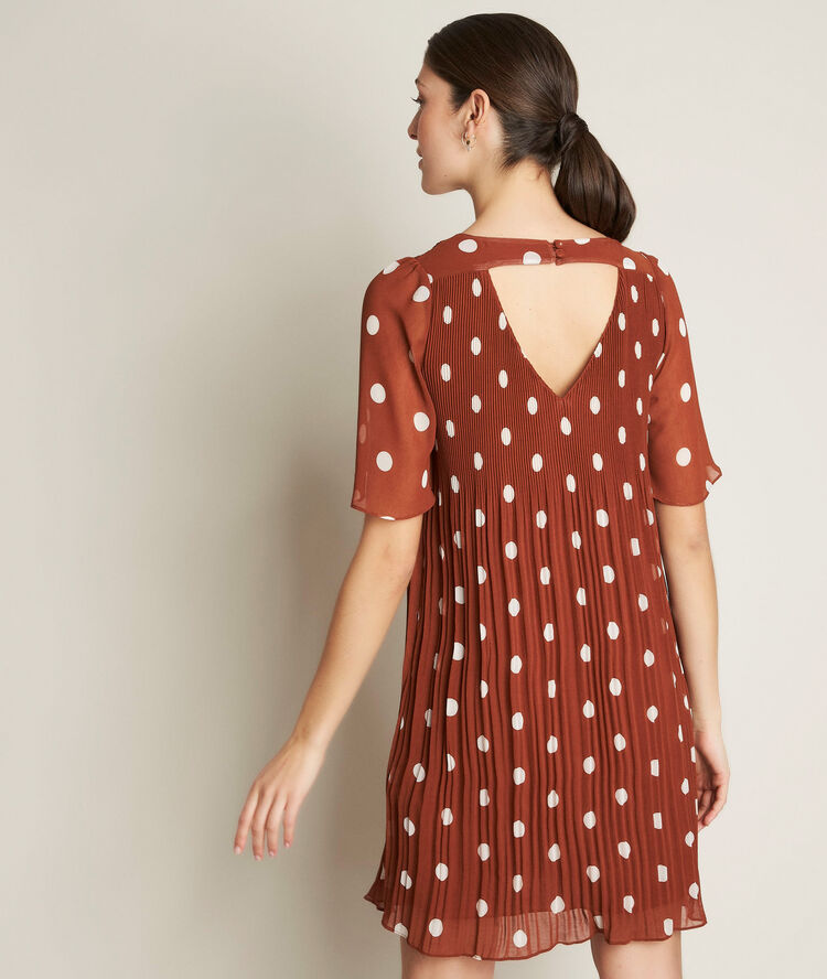 Robe plissée à pois coralia cannelle.