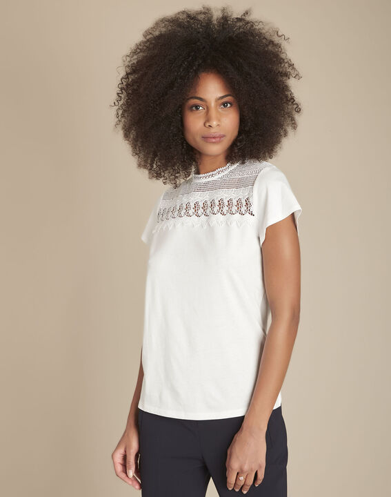 Tee-shirt écru dentelle Carmen | 1-2-3 Tee-shirt écru dentelle Carmen PhotoZ | 1-2-3