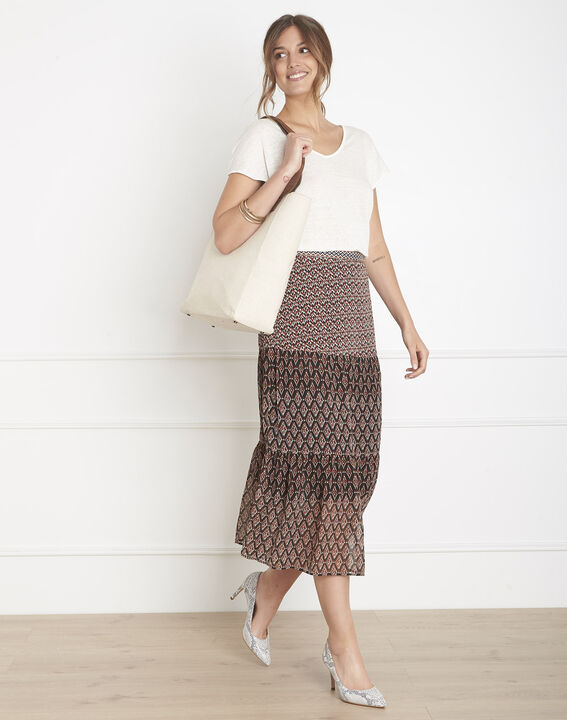 Lange acajou rok met print Suzie | 1-2-3 Lange acajou rok met print Suzie PhotoZ | 1-2-3