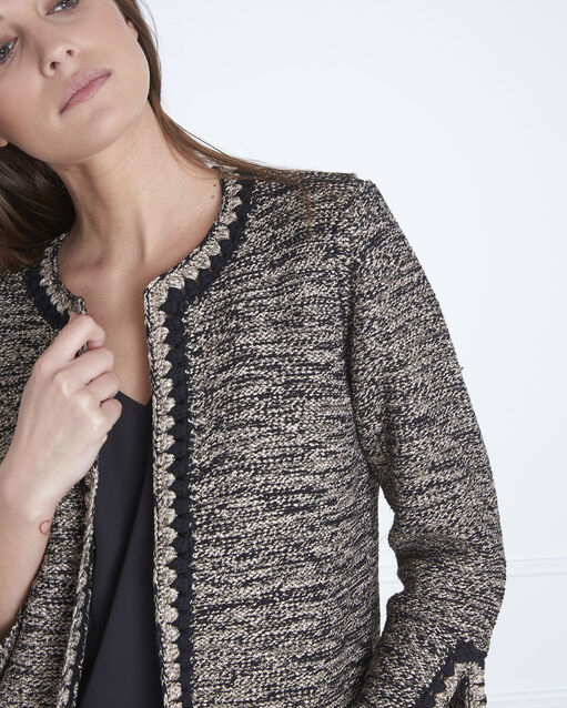 Gilet noir maille fantaisie amour noir.