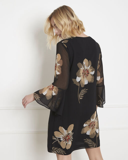 Robe noire imprimé fleuri astrid noir.