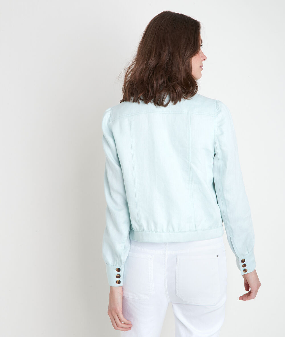 Blouson en lin vert amande passion amande.