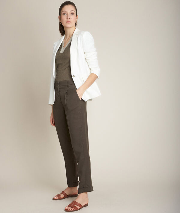 Pantalon chino kaki en Lyocell Idylle | 1-2-3 Pantalon chino kaki en Lyocell Idylle PhotoZ | 1-2-3