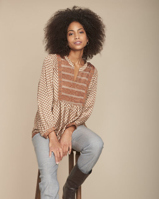 Blouse acajou imprimé bohème Manon (1) - Maison 123