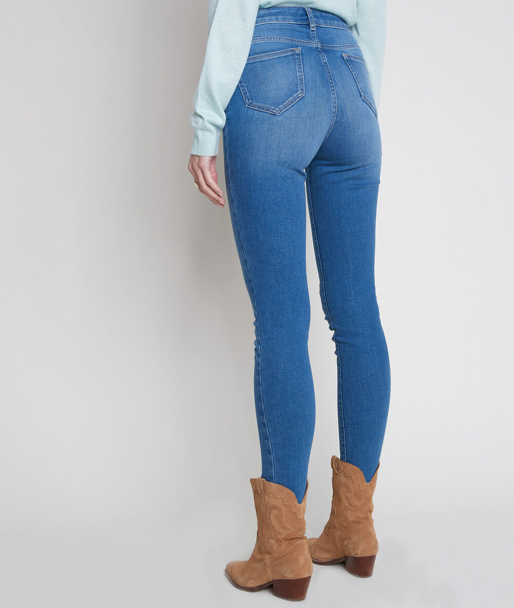 Jean slim en coton bio et recyclé bleu denim nara stone used.