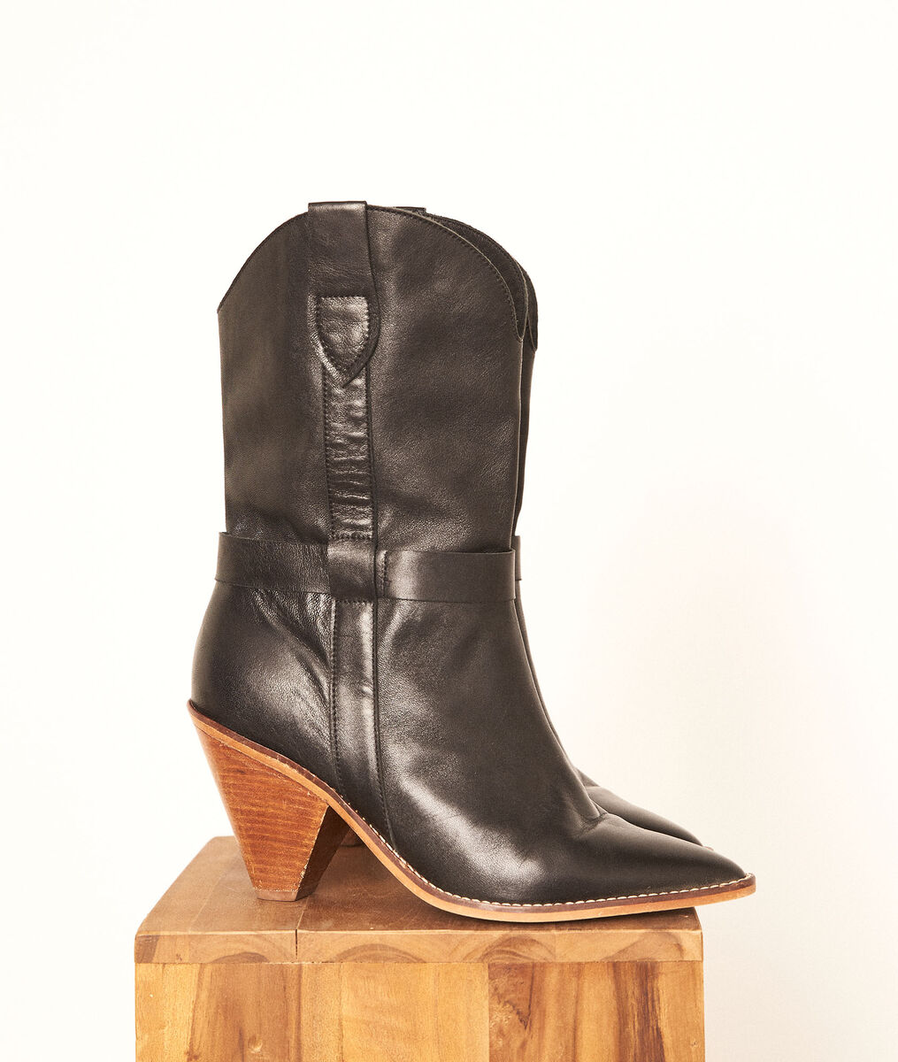 Boots à talons en cuir souple noir Halma | 1-2-3 Boots à talons en cuir souple noir Halma PhotoZ | 1-2-3