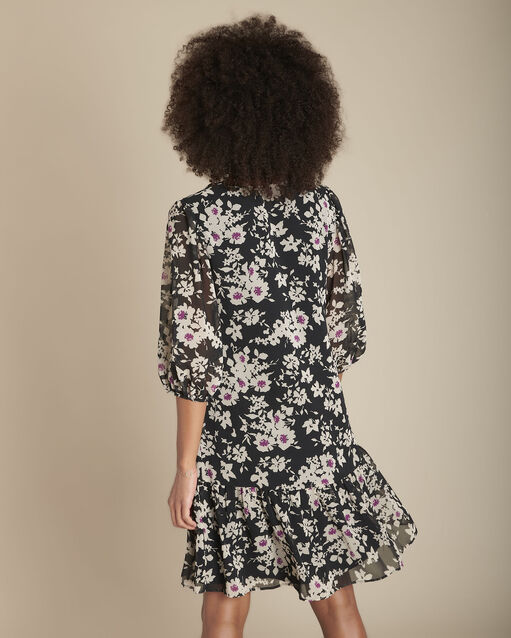 Robe droite imprimé fleuri izine noir.