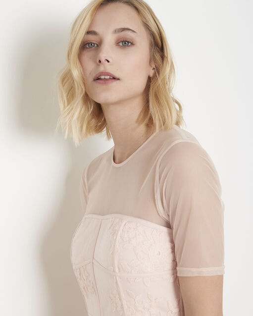 Robe poudre dentelle et tulle hester poudre.