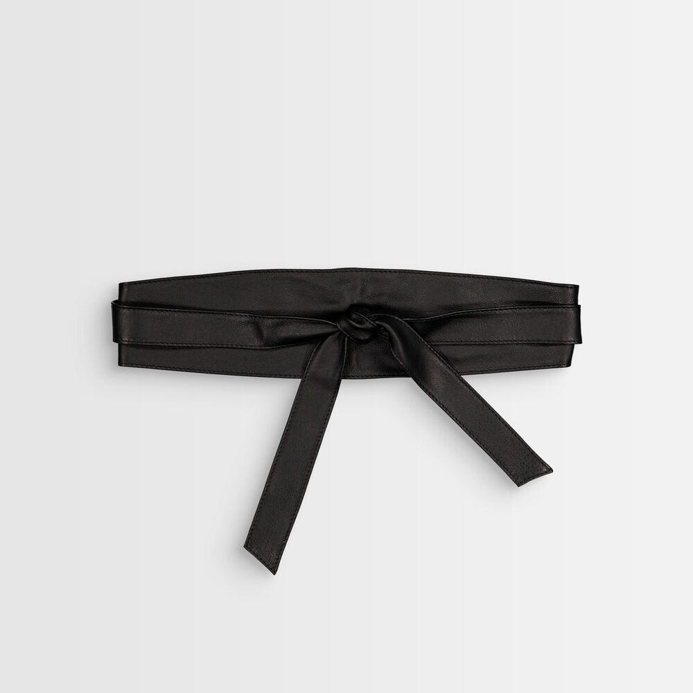 Ceinture en cuir noire à nouer raul noir.
