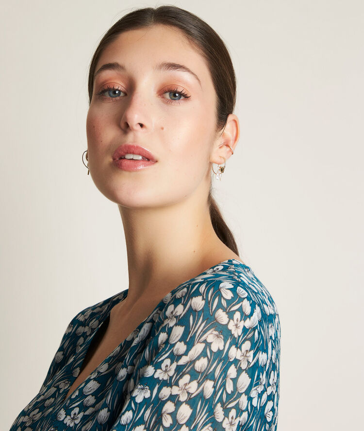 Blouse imprim&eacute;e esmee turquoise.