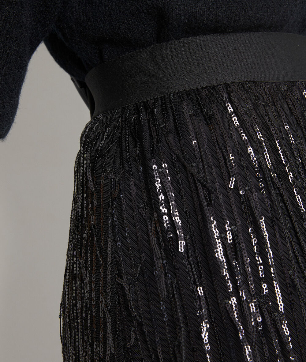 Jupe à sequins gemini noir.