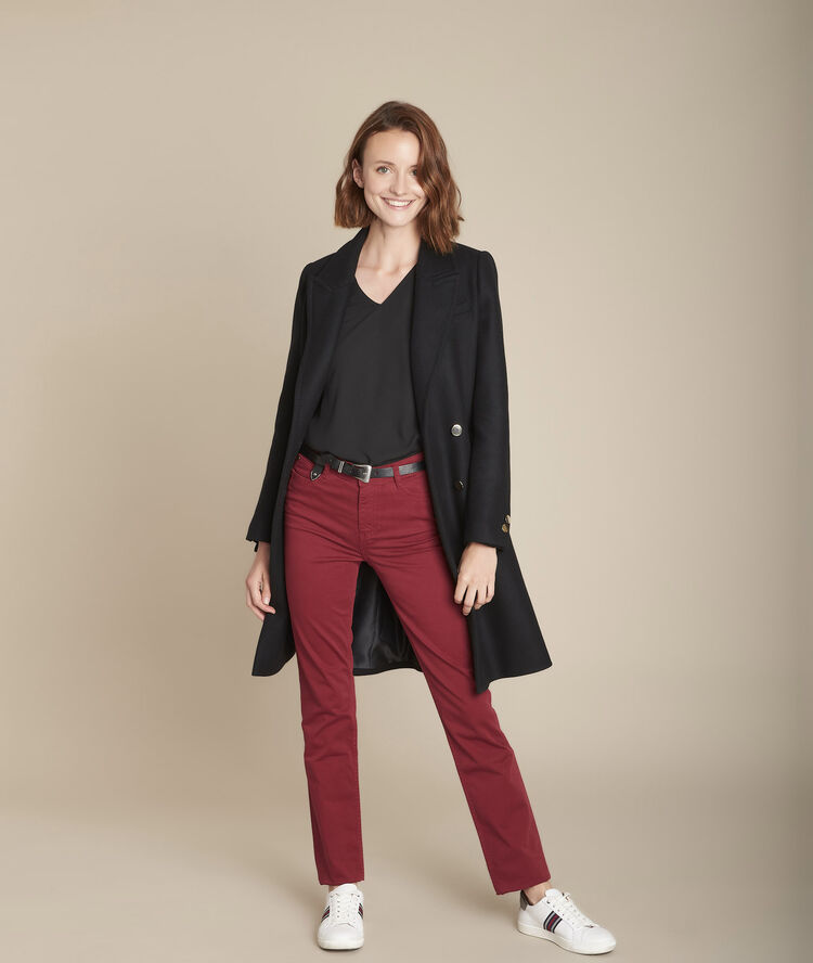 De originele, donkerrode straight-fit 123 jeans sonia grenat.
