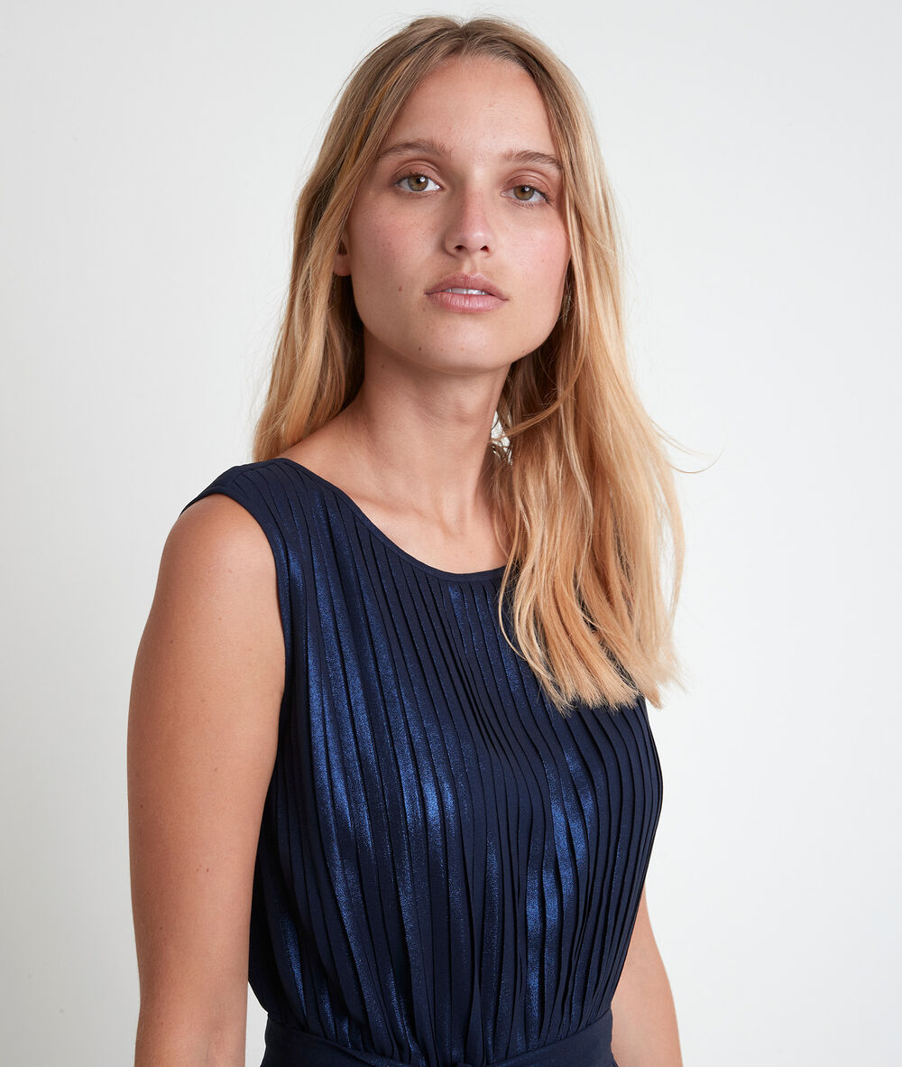 Robe plissée marine irisée marlène marine.