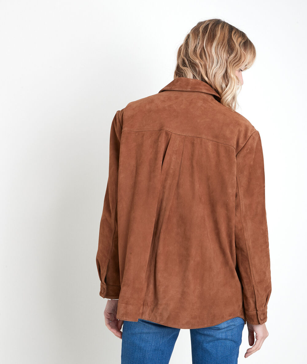 Surchemise en cuir velours camel poppy camel.