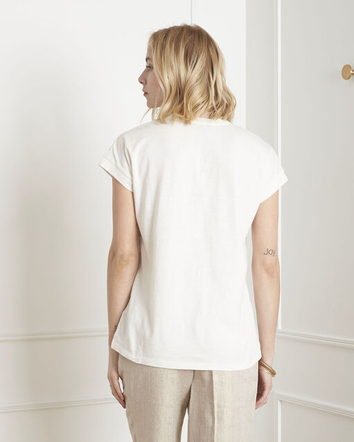 Tee-shirt écru imprimé message petra ecru.
