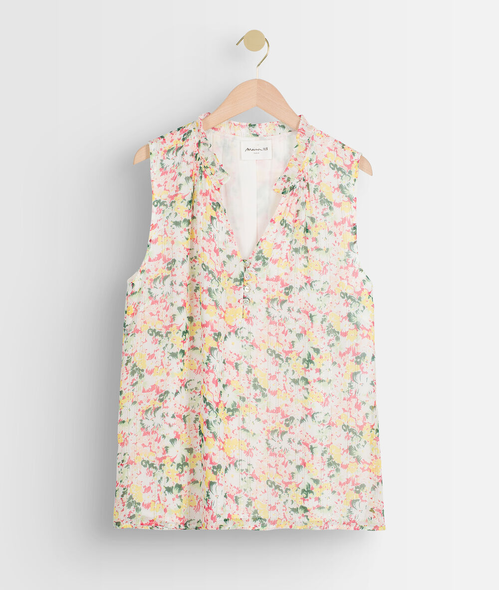 Blouse sans manches imprimée aless ecru.