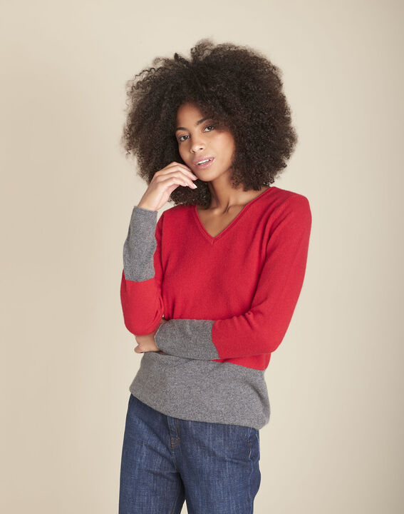 Pull rouge cachemire col V Frozen | 1-2-3 Pull rouge cachemire col V Frozen PhotoZ | 1-2-3