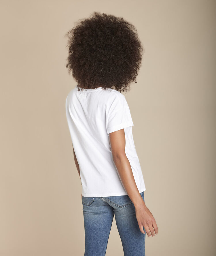 Tee-shirt blanc sérigraphié coton biologique clarisse blanc.