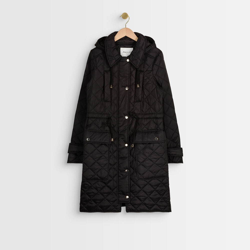 Parka longue à capuche bakura noir.