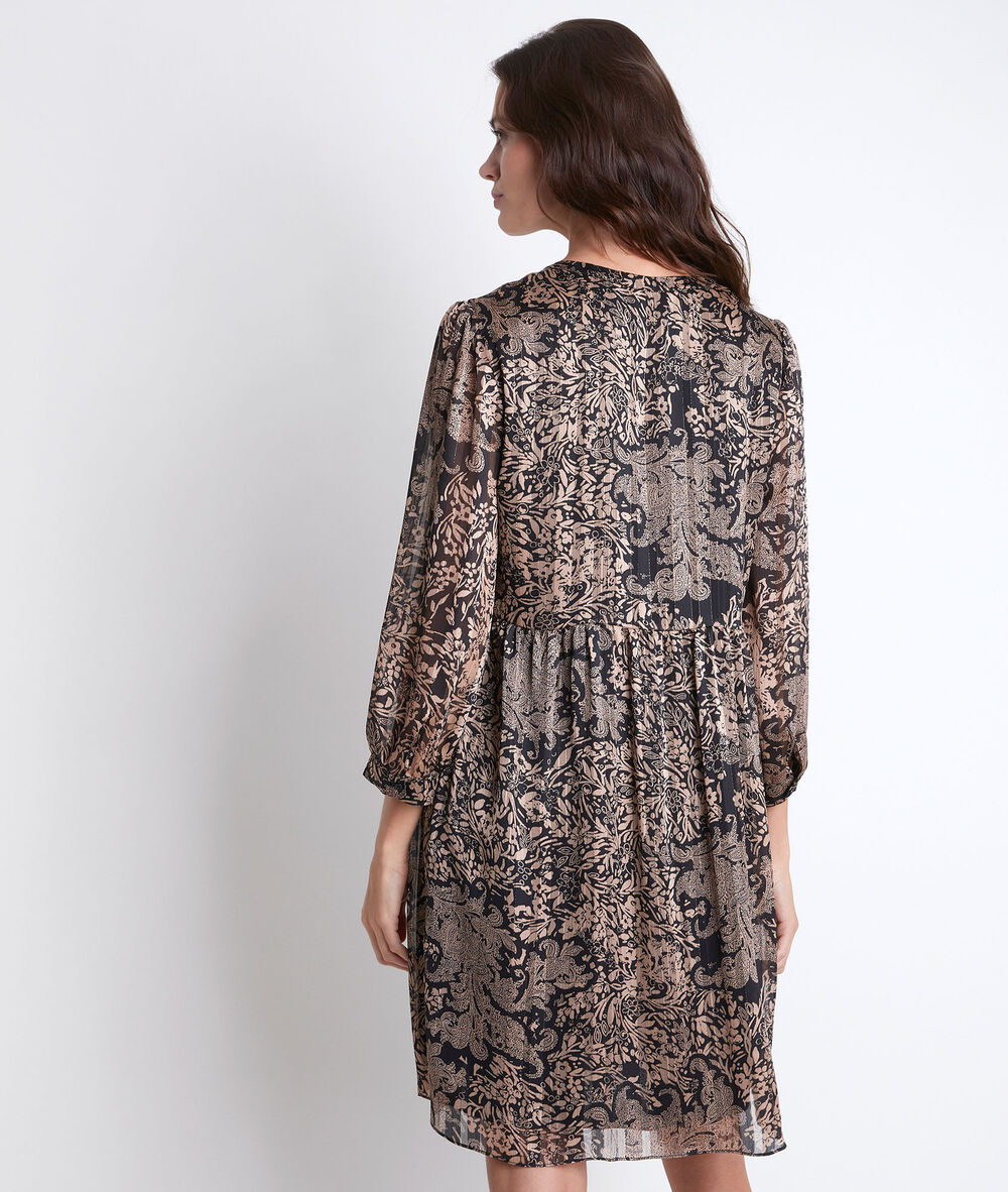 Robe dorée imprimée calypso noir.