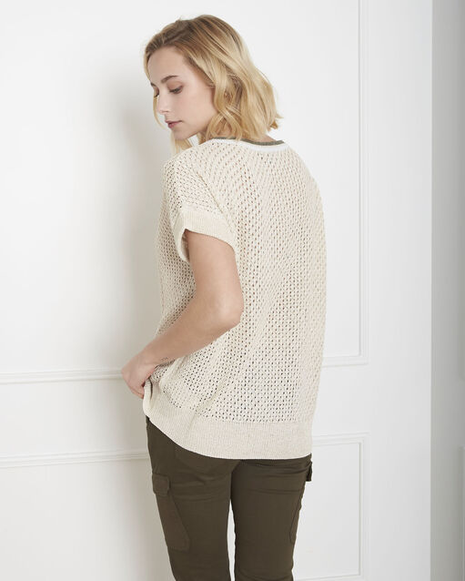 Pull crème ajouré lurex aerien creme.