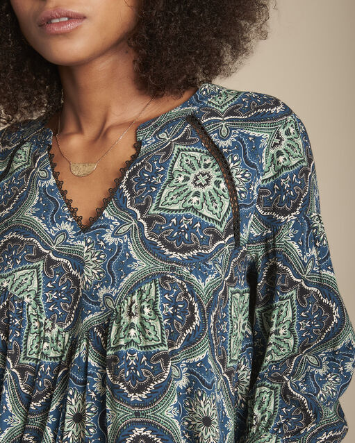 Blouse marine imprimé cachemire marlene marine.