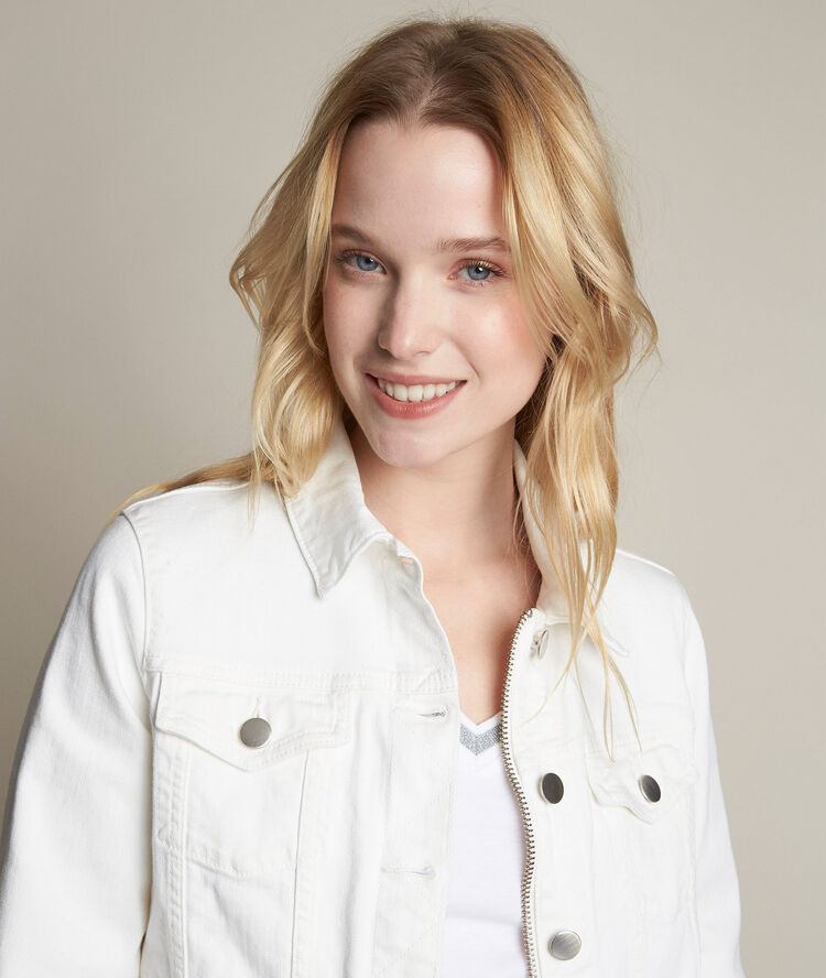 Veste en jean blanche clem blanc casse.