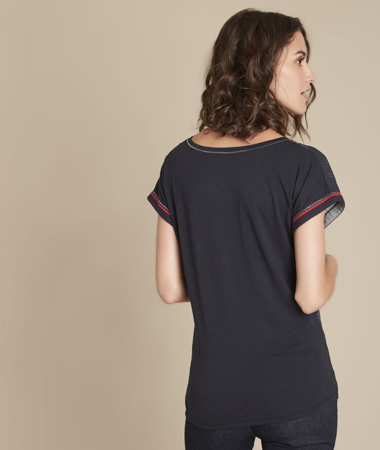 Tee-shirt bimatière imprimé motive marine.