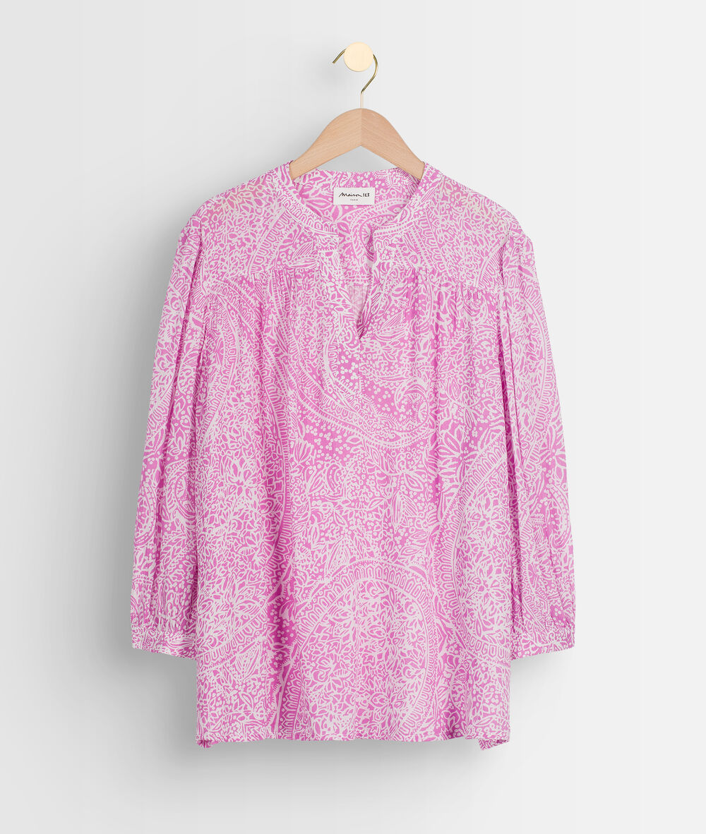 Blouse imprimée rose et blanche elsa mauve.