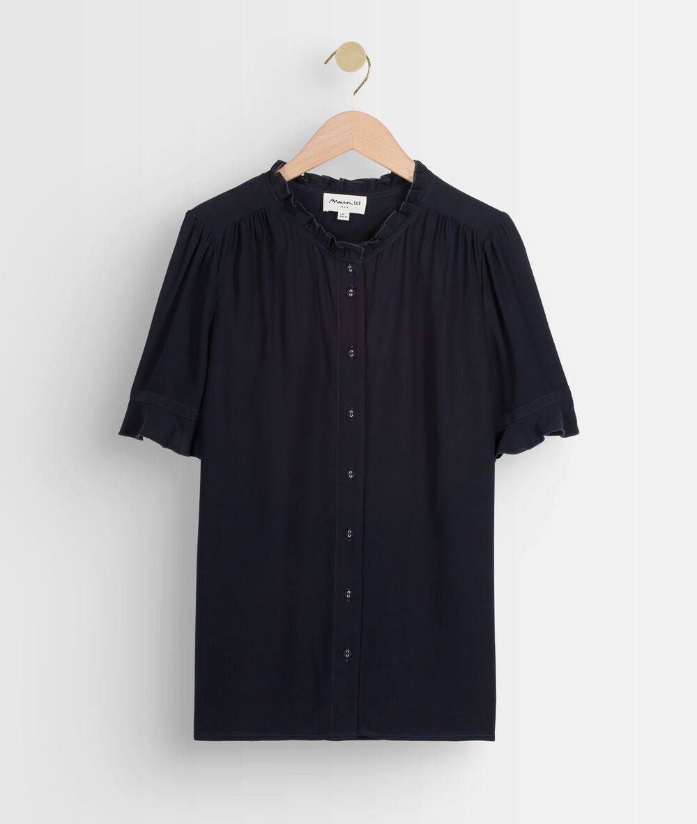 Marineblauwe soepele blouse van viscose auphelie marine.
