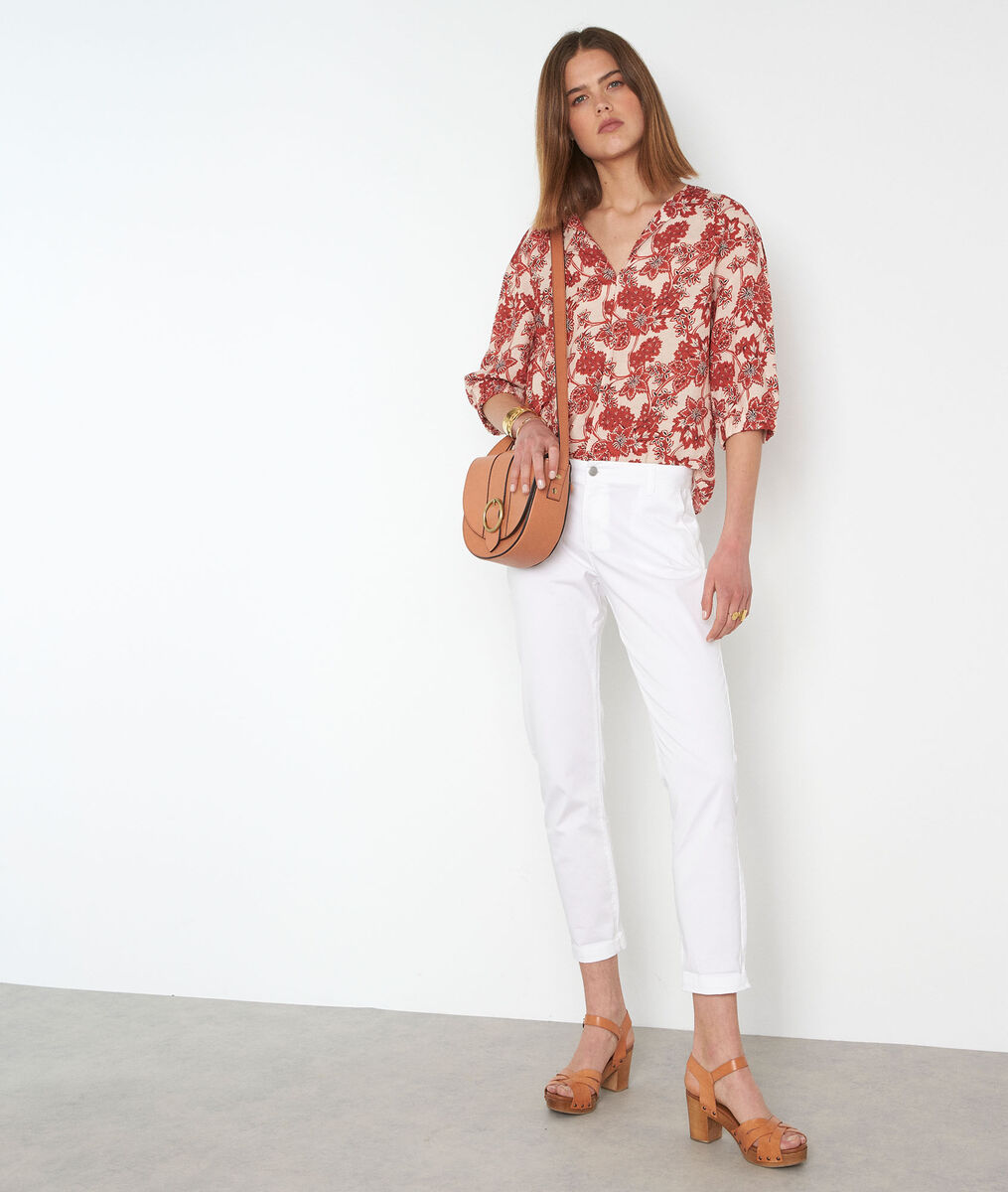 Pantalon droit en coton blanc Francis | 1-2-3 Pantalon droit en coton blanc Francis PhotoZ | 1-2-3