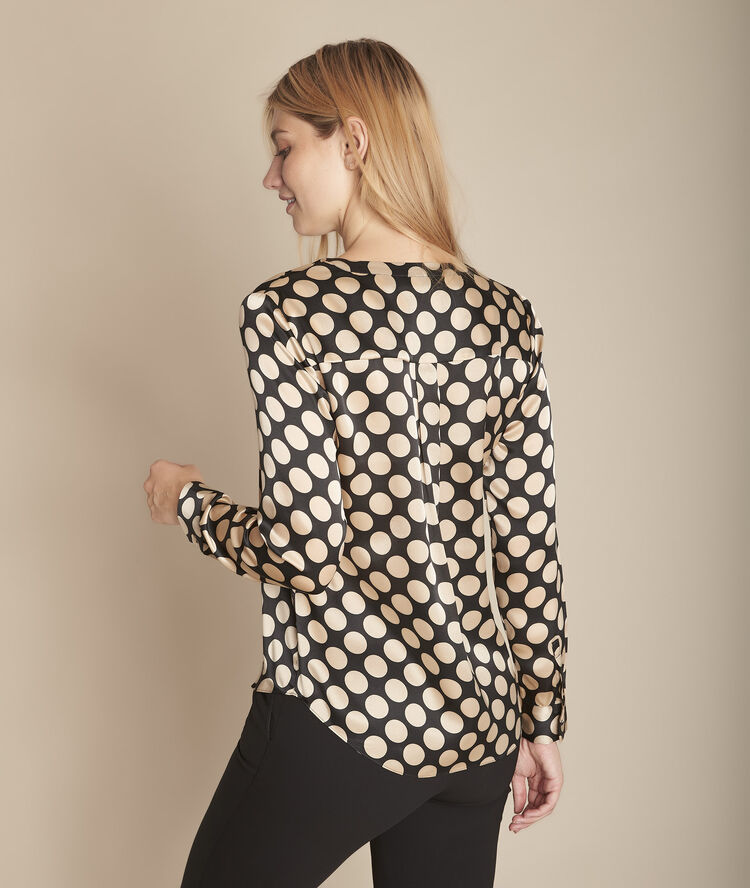 Blouse à pois en soie mathilde noir.