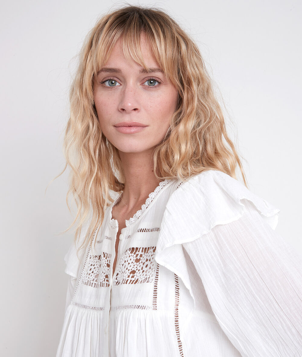 Blouse en coton dentelle écrue talia ecru.