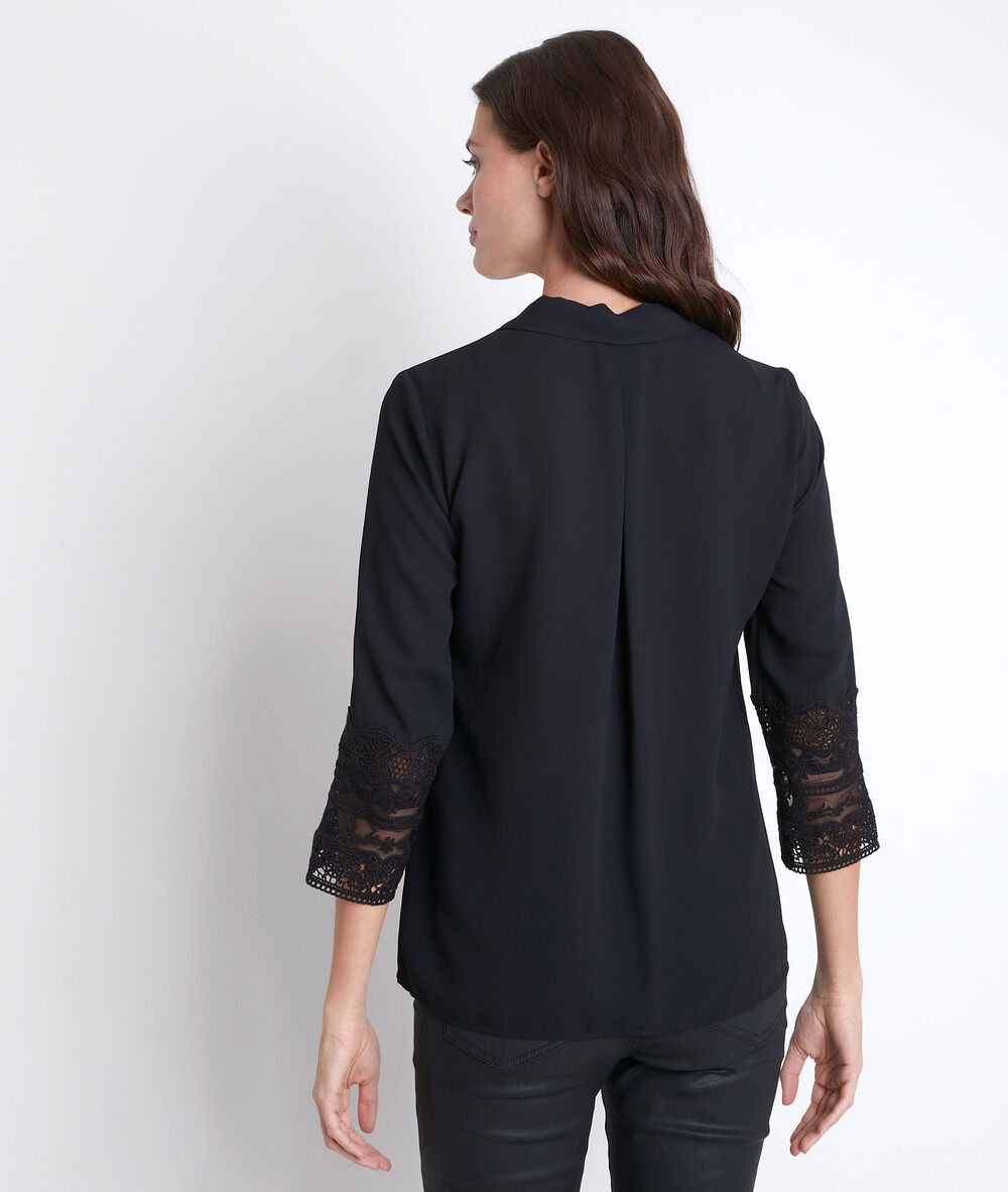 Blouse en polyester recyclé noire janis noir.