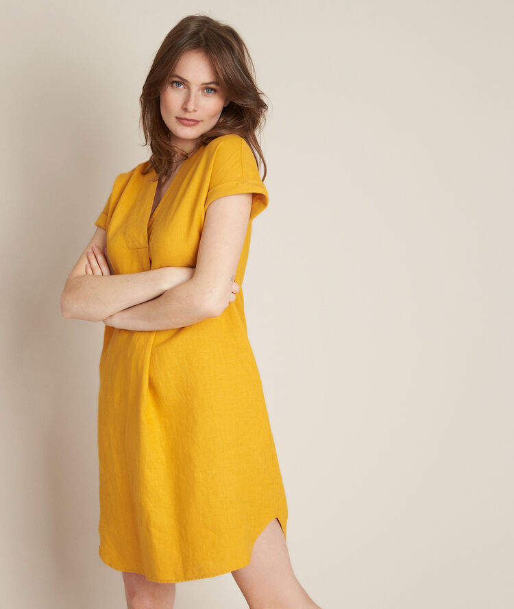 Safranfarbenes leinenkleid christina safran.