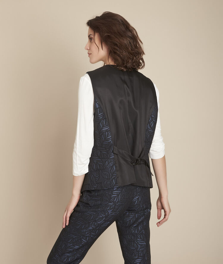 Gilet en jacquard sans manches bleuet marine.
